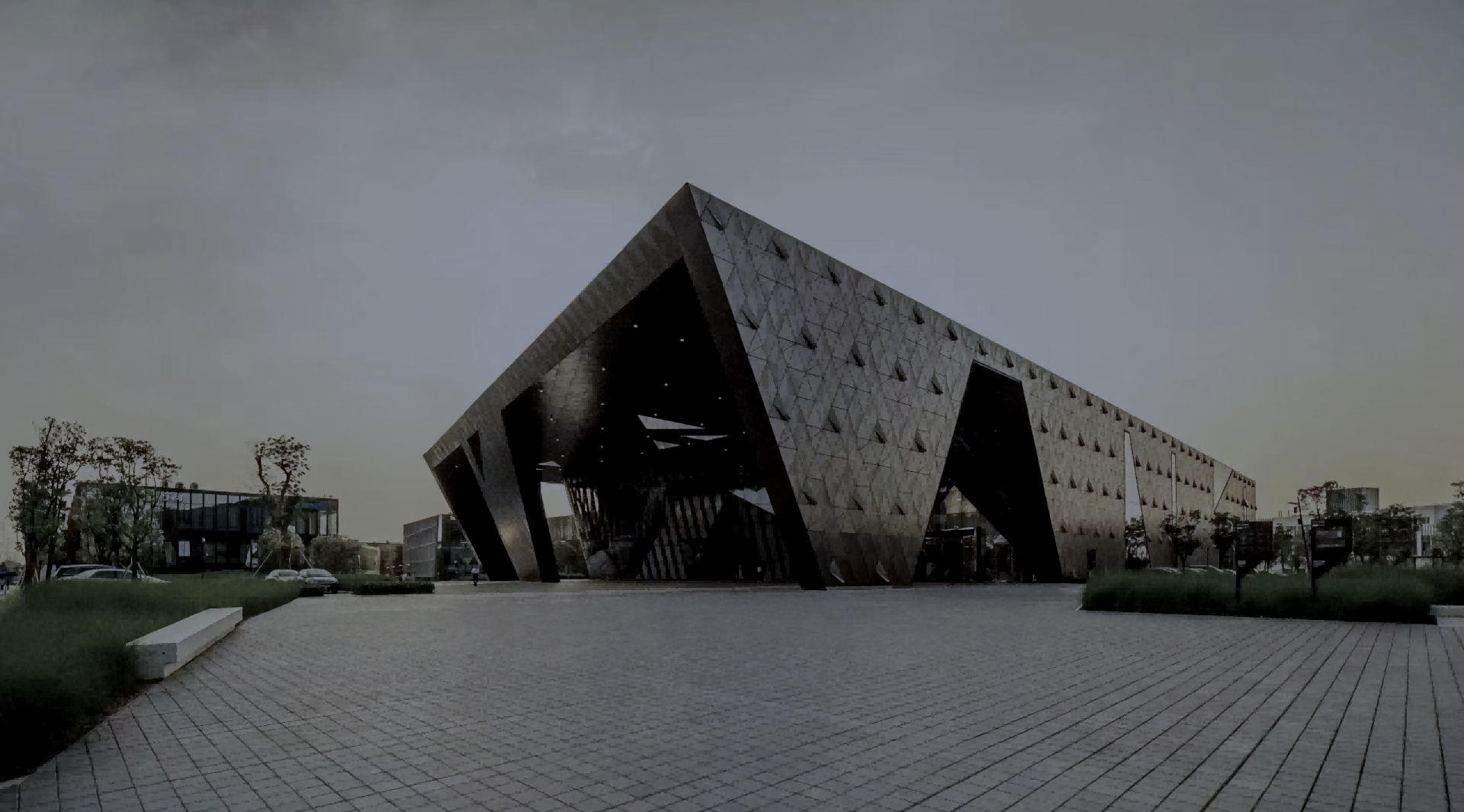 关键词：智慧园区，，，科技建筑，，深圳市谐和信息科技;描述：深圳市谐和信息科技智慧园区相关的现代化科技建筑外观，，，，展现智慧园区的建筑风貌