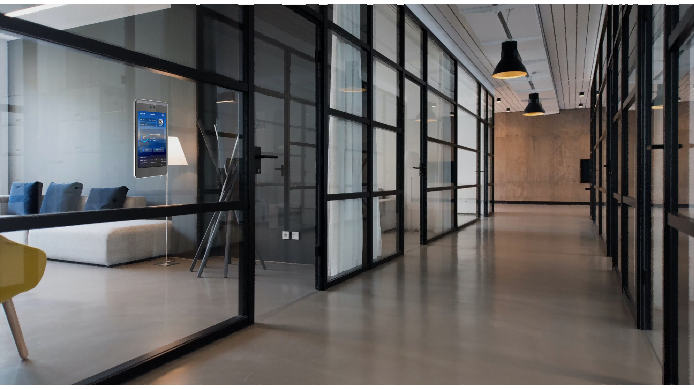 智慧会议室 办公走廊场景 谐和信息科技 智能门禁终端 智慧办公空间